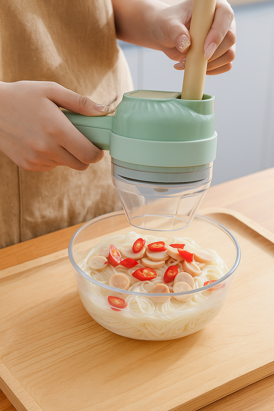 4 in 1 Handheld Electric Vegetable Cutter Set Wireless Hand held Food Processor Vegetable Chopper for Garlic Chili Onion Slicer Kitchen Portable